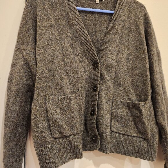 Madewell Short Kent Ex-Boyfriend Cardigan Sweater in Heather Shadow (Grey) M - Picture 6 of 9